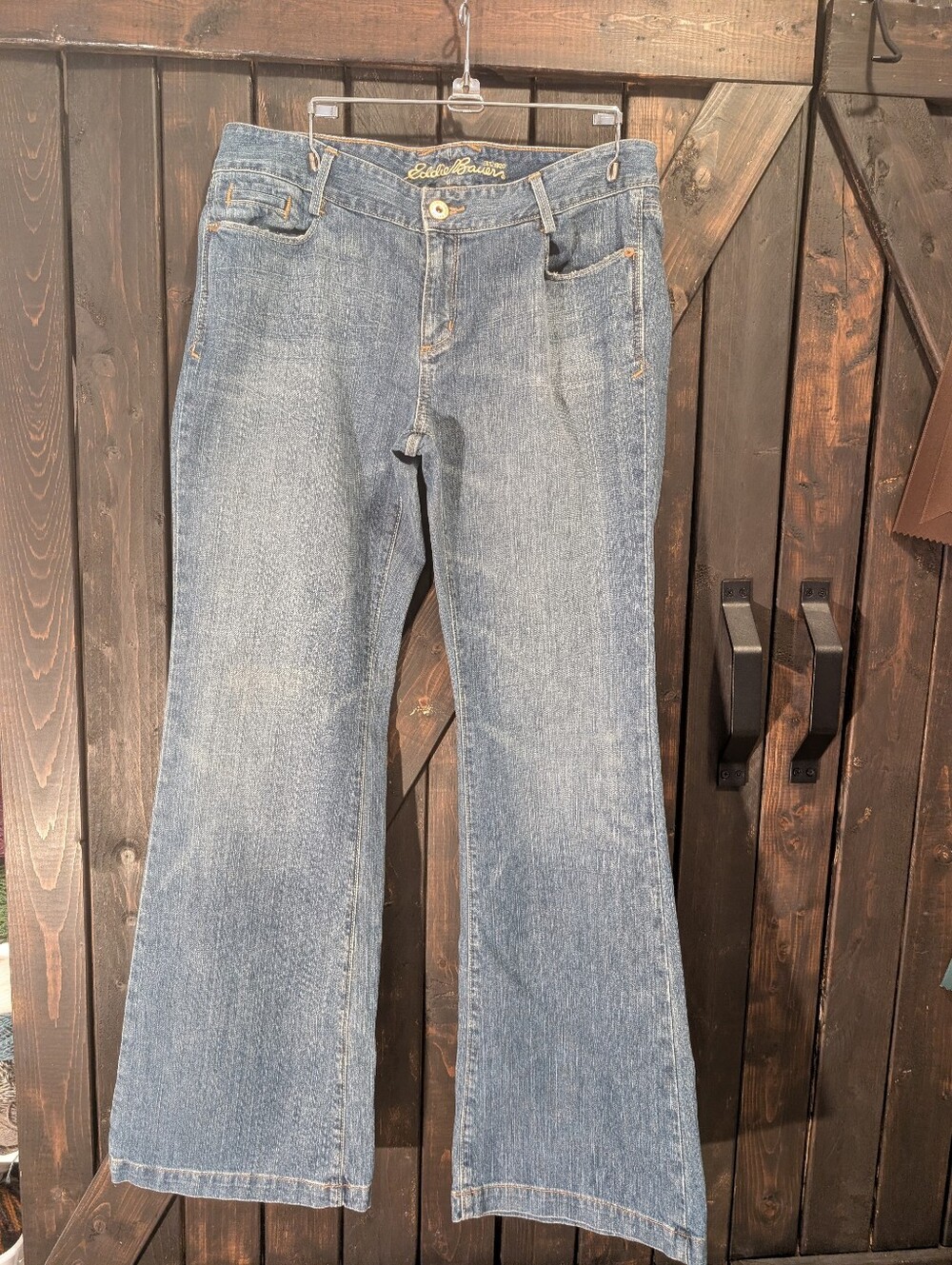 Eddie Bauer Women's Light Blue Wide-Leg Flare Jeans, Size 12